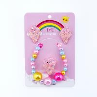 Kinderen sieraden set, Stud Oorbel & vinger ring & armband, Hars, Ice Cream, voor kinderen, multi-gekleurde, Verkocht door Stel