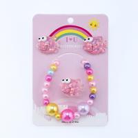 Kinderen sieraden set, Stud Oorbel & vinger ring & armband, Hars, Vis, voor kinderen, multi-gekleurde, Verkocht door Stel