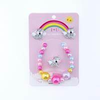 Kinderen sieraden set, Stud Oorbel & vinger ring & armband, Hars, Vos, voor kinderen, multi-gekleurde, Verkocht door Stel