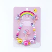 Kinderen sieraden set, Stud Oorbel & vinger ring & armband, Hars, Ice Cream, voor kinderen, multi-gekleurde, Verkocht door Stel