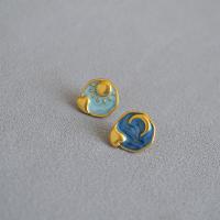 Pendientes de Perno en Latón, metal, chapado en color dorado, Joyería & para mujer & esmalte, color mixto, libre de níquel, plomo & cadmio, 20mm, Vendido por Par