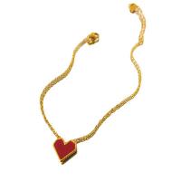 Fashion Jewelry Anklet, Acier titane, avec 2inch chaînes de rallonge, coeur, Plaqué d'or, bijoux de mode & pour femme & émail, Longueur Environ 7.9 pouce, Vendu par PC