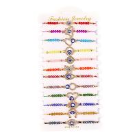 Sinc Alloy Bracelet Socraigh, le Corda terylene & Crystal, plátáilte, 12 phíosa & do bhean & le rhinestone, Fad Thart 7-11 Inse, Díolta De réir Socraigh