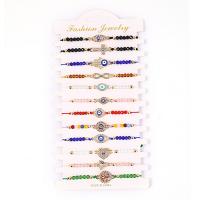 liga de zinco Conjunto de pulseira, with Corda de poliéster & cristal, banhado, 12 peças & para mulher & esmalte & com strass, comprimento Aprox 7-11 inchaltura, vendido por Defina