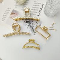 Haar Claw Clips, Zinc Alloy, met Plastic Pearl, verschillende stijlen voor de keuze & voor vrouw, gouden, nikkel, lood en cadmium vrij, 115x50mm, Verkocht door PC