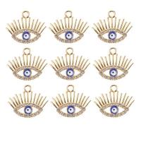 Evil Eye Hangers, Zinc Alloy, glazuur & met strass, gouden, nikkel, lood en cadmium vrij, 18x22mm, Verkocht door PC