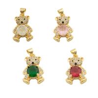 Cubic Zirconia Micro Pave bronze Pingente, cobre, Urso, cromado de cor dourada, joias de moda & micro pavimento em zircônia cúbica & para mulher, Mais cores pare escolha, 35x25x10mm, Buraco:Aprox 3mm, vendido por PC