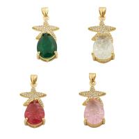 Cubique Pendentif en laiton zircon pavent, Placage de couleur d'or, bijoux de mode & DIY & pavé de micro zircon & pour femme, plus de couleurs à choisir, 30x14x6mm, Trou:Environ 4mm, Vendu par PC