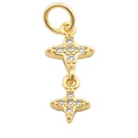 Cilindrata Zircone micro pavimenta il pendente di ottone, placcato color oro, gioielli di moda & DIY & Micro spianare cubic zirconia & per la donna, dorato, 17x7x2mm, Foro:Appross. 3mm, Venduto da PC