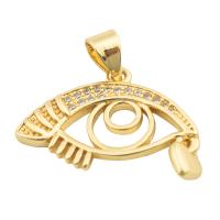 Evil Eye Hangers, Messing, Boze oog, gold plated, mode sieraden & DIY & micro pave zirconia & voor vrouw, gouden, 14x21x2mm, Gat:Ca 4mm, Verkocht door PC