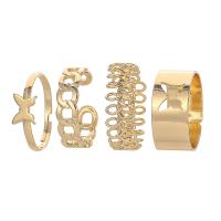 Finger Ring Sieraden, Ijzer, gold plated, 4 stuks & Verstelbare & uniseks, gouden, nikkel, lood en cadmium vrij, Verkocht door Stel