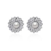 Cink Alloy Stud naušnica, s Plastična Pearl, različitih stilova za izbor & za žene & s Rhinestone, više boja za izbor, nikal, olovo i kadmij besplatno, 20mm, Prodano By par