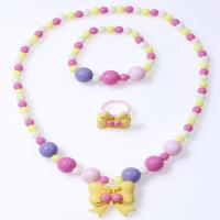 Parures de bijoux, bague, anneau & Bracelet & collier, plastique, Noeud papillon, pour les enfants, multicolore, Vendu par fixé