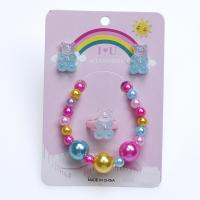 Set di gioielli , Orecchino a bottone & anello dito & Bracciale, plastica, Orso, per i bambini, multi-colore, Venduto da set