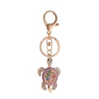 Zinklegering sleutelhanger haak, Zinc Alloy, gold plated, Cute & mode sieraden & met strass, meer kleuren voor de keuze, 40x50mm, Verkocht door PC