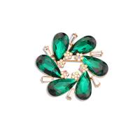 Zinc Alloy Broche, med Krystal, Flower, guldfarve belagt, for kvinde & med rhinestone, flere farver til valg, 40x40mm, Solgt af PC