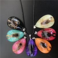 Resin Necklace with Wax Cord with 2inch extender chain Teardrop Unisex & epoxy gel Length Approx 17.7 Inch Sold By Lot