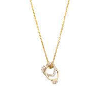 Titantium acciaio collana, with ottone, with 2inch extender chain, Cuore, placcato oro vero, catena ovale & per la donna & con strass & cavo, Lunghezza Appross. 15.7 pollice, Venduto da PC