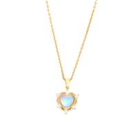 Titantium acciaio collana, with cristallo & ottone, with 2inch extender chain, Cuore, placcato oro vero, per la donna & con strass & cavo, Lunghezza Appross. 15.7 pollice, Venduto da PC