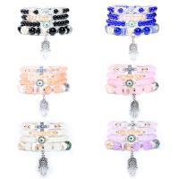 verre Set de bracelet, avec cristal & alliage de zinc & Acrylique, vernis au four, multicouche & Style bohème & motif de mauvais œil & pour femme & avec strass, plus de couleurs à choisir, Longueur Environ 7 pouce, Vendu par fixé