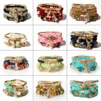 verre Set de bracelet, avec cristal & alliage de zinc, vernis au four, multicouche & Style bohème & pour femme, plus de couleurs à choisir, Longueur Environ 7 pouce, Vendu par fixé