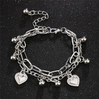 Zinklegierung Armband, mit Verlängerungskettchen von 5cm, silberfarben plattiert, Doppelschicht & Modeschmuck & für Frau, frei von Nickel, Blei & Kadmium, Länge ca. 15 cm, verkauft von PC