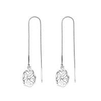 Argent sterling 925 boucles d'oreilles chaîne, Feuille de Lotus, bijoux de mode & pour femme, protéger l'environnement, sans nickel, plomb et cadmium, 10x95mm, Vendu par paire