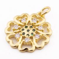 Cubic Zirconia Micro Pave Brass Pendant Flower high quality gold color plated DIY & micro pave cubic zirconia nickel lead & cadmium free Approx 3mm Approx Sold By Lot