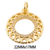 Messing hanger met micro-paved kubieke zirconia's, hoge kwaliteit gold plated, DIY & micro pave zirconia, nikkel, lood en cadmium vrij, 22x17x3mm, Gat:Ca 3mm, Ca 30pC's/Lot, Verkocht door Lot