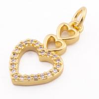 Cubic Zirconia Micro Pave Brass Pendant Heart high quality gold color plated DIY & micro pave cubic zirconia nickel lead & cadmium free Approx 3mm Approx Sold By Lot