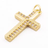 Cubic Zirconia Micro Pave Brass Pendant Cross high quality gold color plated DIY & micro pave cubic zirconia nickel lead & cadmium free Approx 3mm Approx Sold By Lot