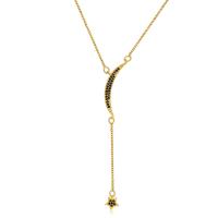 Kubieke Zirkoon Micro Pave Brass Ketting, Messing, met 5.5cm extender keten, Maan en Ster, gold plated, micro pave zirconia & voor vrouw, nikkel, lood en cadmium vrij, 78mm, Lengte 38.5 cm, Verkocht door PC