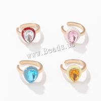 Pendientes Ear Cuff, aleación de zinc, con Piedra de vidrio, Gota, chapado en color de plata, Joyería & para mujer, más colores para la opción, 17x22mm, Vendido por Par