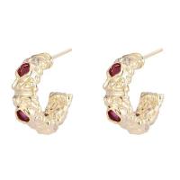 Brass Stud Earring Copper Alloy gold color plated fashion jewelry & micro pave cubic zirconia & for woman Sold By Pair