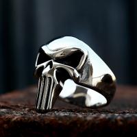 Titanium Steel Finger Ring Skull polished vintage & for man original color US Ring Sold By PC