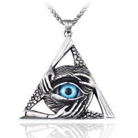 Evil Eye Pendler, Titanium Stål, med Resin, Triangle, poleret, Vintage & du kan DIY & onde øje mønster, flere farver til valg, 46.20x52mm, Solgt af PC