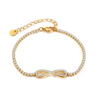 Bijoux bracelet en acier inoxydable, Acier inoxydable 304, avec 5.5cm chaînes de rallonge, bijoux de mode & pavé de micro zircon & pour femme, doré, Longueur Environ 17 cm, Vendu par PC