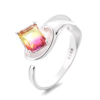 Anillo de Plata Esterlina, Plata de ley 925, con Piedra de vidrio, chapado en color plata brillante, Joyería & para mujer, más colores para la opción, libre de níquel, plomo & cadmio, 11mm, Vendido por UD