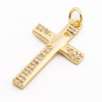 Cubic Zirconia Micro Pave Brass Pendant Cross high quality gold color plated DIY & micro pave cubic zirconia nickel lead & cadmium free Approx 3mm Approx Sold By Lot