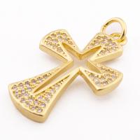 Cubic Zirconia Micro Pave Brass Pendant Cross high quality gold color plated DIY & micro pave cubic zirconia nickel lead & cadmium free Approx 3mm Approx Sold By Lot