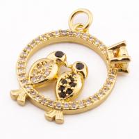 Cubic Zirconia Micro Pave Brass Pendant high quality gold color plated DIY & micro pave cubic zirconia nickel lead & cadmium free Approx 3mm Approx Sold By Lot