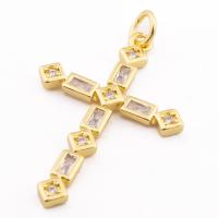 Brass Cross Pendants high quality gold color plated DIY & micro pave cubic zirconia nickel lead & cadmium free Approx 3mm Approx Sold By Lot