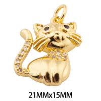 Cubic Zirconia Micro Pave Brass Pendant Cat high quality gold color plated DIY & micro pave cubic zirconia nickel lead & cadmium free Approx 3mm Approx Sold By Lot