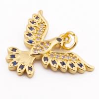 Messing hanger met micro-paved kubieke zirconia's, Phoenix, hoge kwaliteit gold plated, DIY & micro pave zirconia, nikkel, lood en cadmium vrij, 23x22x3mm, Gat:Ca 3mm, Ca 30pC's/Lot, Verkocht door Lot