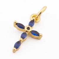 Cubic Zirconia Micro Pave Brass Pendant Cross high quality gold color plated DIY & micro pave cubic zirconia nickel lead & cadmium free Approx 3mm Approx Sold By Lot