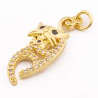 Messing hanger met micro-paved kubieke zirconia's, hoge kwaliteit gold plated, DIY & micro pave zirconia, nikkel, lood en cadmium vrij, 31x10x3mm, Gat:Ca 3mm, Ca 30pC's/Lot, Verkocht door Lot