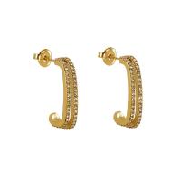 Roestvrij staal Stud Earrings, 304 roestvrij staal, 18K verguld, mode sieraden & voor vrouw & met strass, gouden, 25x4mm, Verkocht door pair