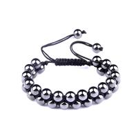 Couple Bracelet and Bangle Magnetic Hematite with Nylon Cord Double Layer & Adjustable & Unisex Length Approx 7.09 Inch Sold By PC