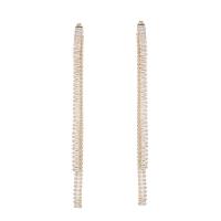 Fashion Fringe Boucles d'oreilles, laiton, Placage, bijoux de mode & pavé de micro zircon & pour femme, plus de couleurs à choisir, protéger l'environnement, sans nickel, plomb et cadmium, 3.50x84mm, Vendu par paire