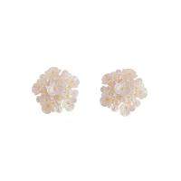 Cubic Zirconia Micro Pave Brass Earring Copper Alloy with Plastic Pearl Flower real gold plated fashion jewelry & micro pave cubic zirconia & for woman Sold By Pair